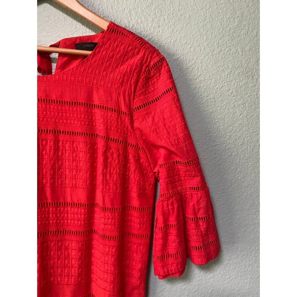 J. Crew Women's Red Orange Flutter Sleeve Knee Length Dress Size 8‎ - Picture 6 of 11